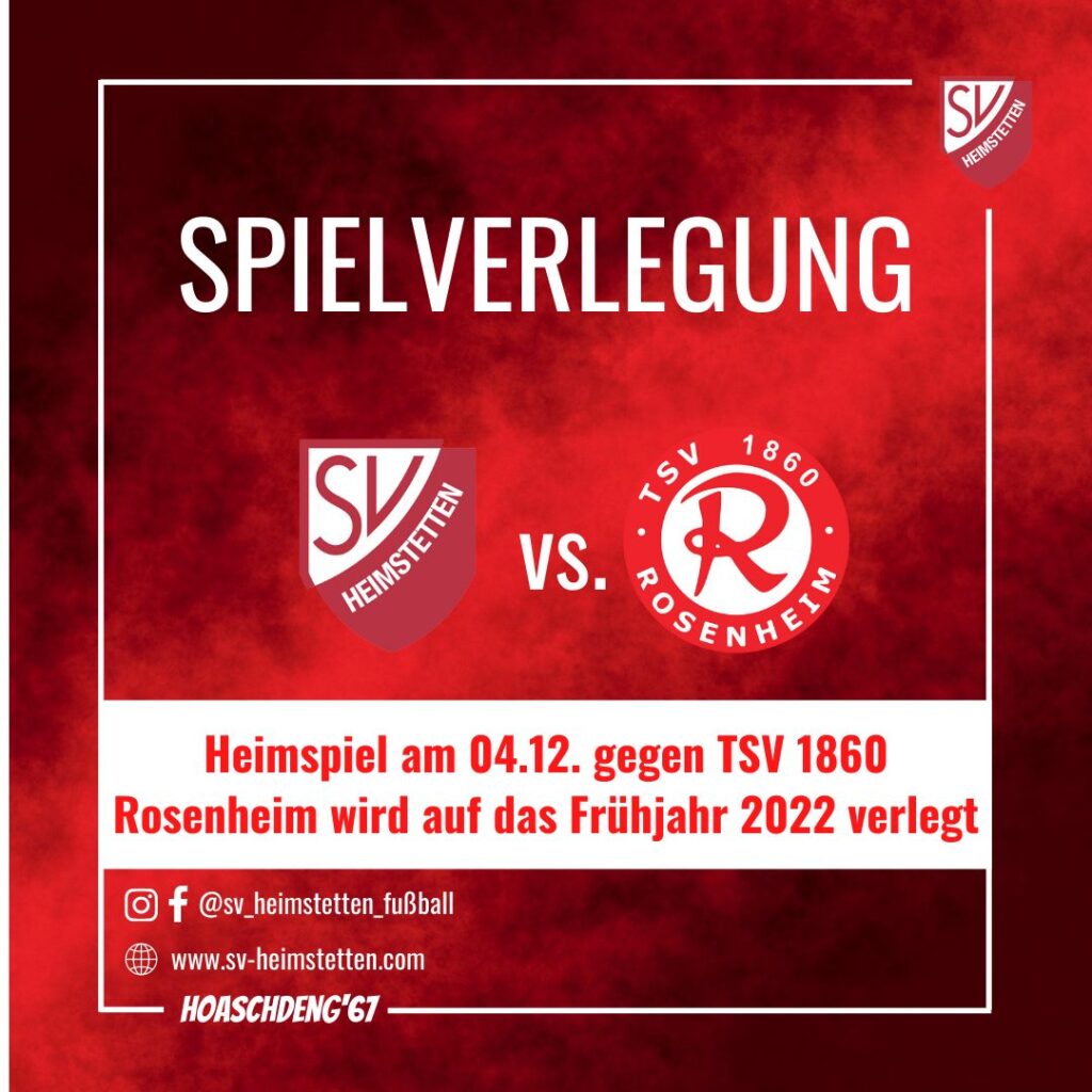 Regionalliga: Spielverlegung gegen Rosenheim/ Mannschaft schon in der Winterpause